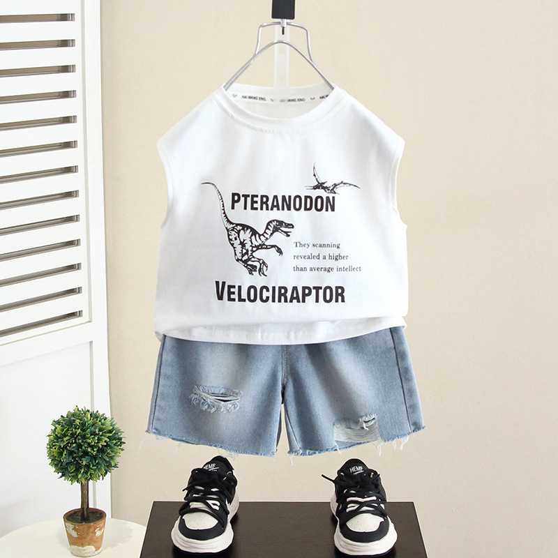 5691 ropa para niños traje de verano para niños 2025 nuevo chaleco sin mangas de verano para bebés guapos ropa de verano para niños