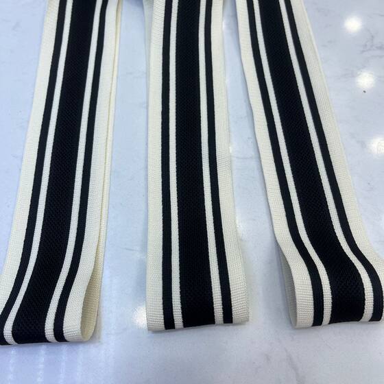 Manufacturer's new contrast color striped rib high elastic knitted belt hollow mesh belt popular casual suit pants side belt