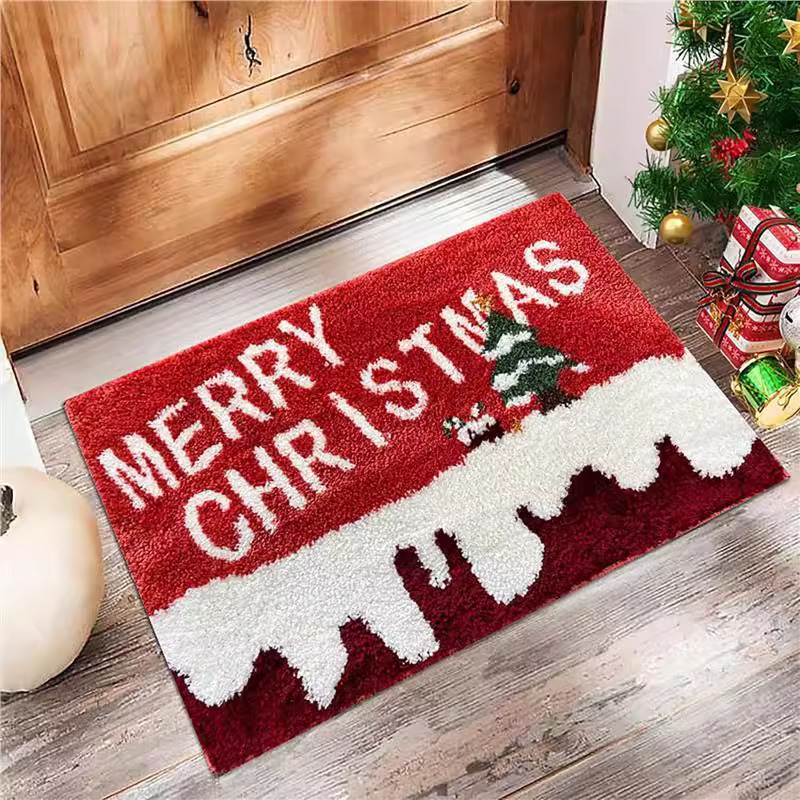 Navidad transfronteriza comercio exterior imitación almohadilla de cachemir lindo dibujos animados almohadilla de baño absorción de agua almohadilla de suelo antisucio