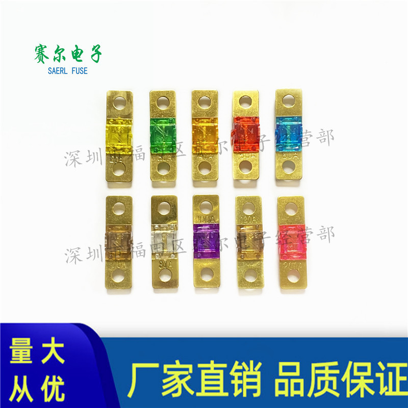 ANS汽车平板式/插栓式螺栓式圆孔固定保险丝小平插片20A-200A/32V