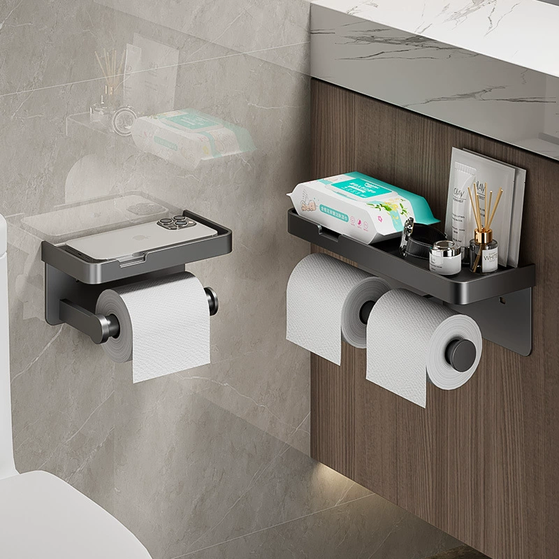 Коробка для туалетной бумаги с полкой для рулонов, настенный настенный держатель без сверления для туалета