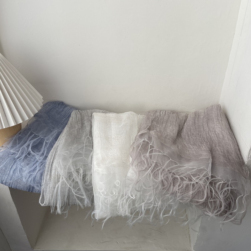 Morning mist silk, cool twilight water mist feel, 3-layer silk, alternative to Japanese boutique products, versatile solid color thin shawl for spring and summer