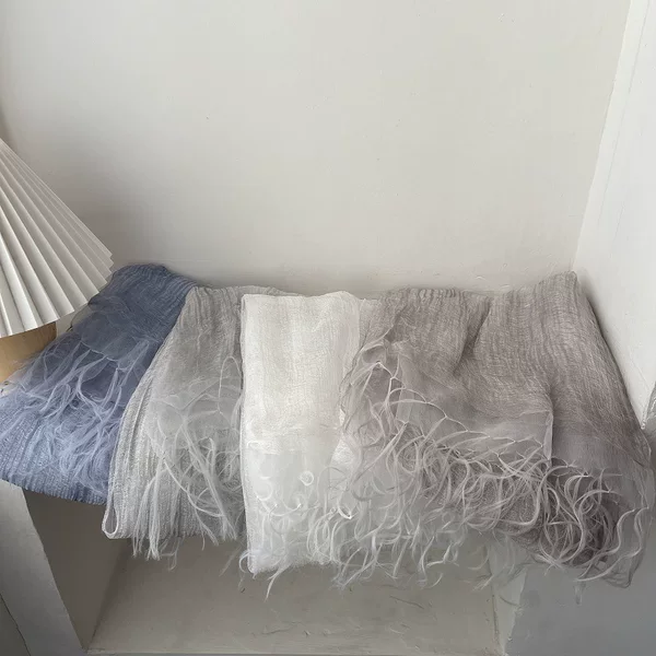 Morning mist silk, cool twilight water mist feel, 3-layer silk, alternative to Japanese boutique products, versatile solid color thin shawl for spring and summer