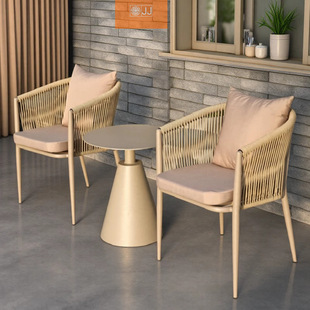 Outdoor Tables and Chairs Villa Open-Air Outdoor Sun Protection Waterproof Leisure Rattan Chair Simple Courtyard Creative Home Slate Dining Table