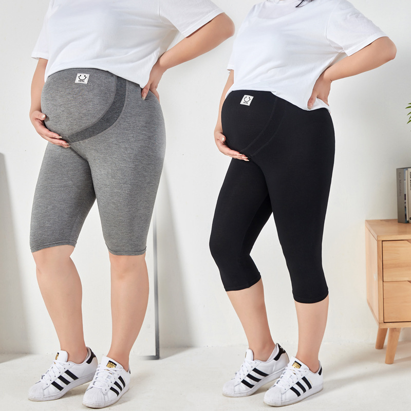 Plus size pregnant women leggings cropped pants summer thin five-point high-elastic modal maternity 300kg