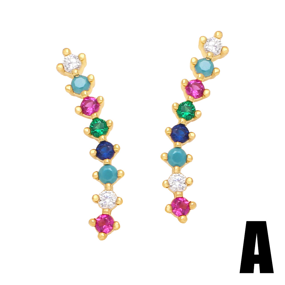 Fashion Cross Star Copper Ear Studs Inlay Zircon Copper Earrings