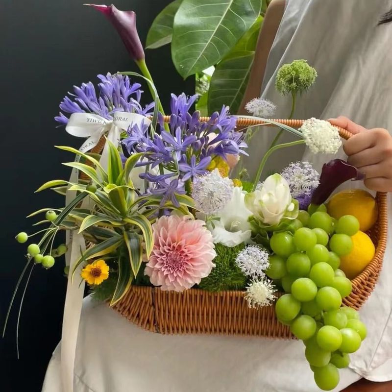 仿藤创意手工收纳提篮编织藤编水果手提水果篮礼品篮子花篮野餐厂|undefined