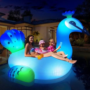 Source Supply Night Luminous Peacock Pool Mount Adult Party Water Seat Floating Bed Solar Recliner