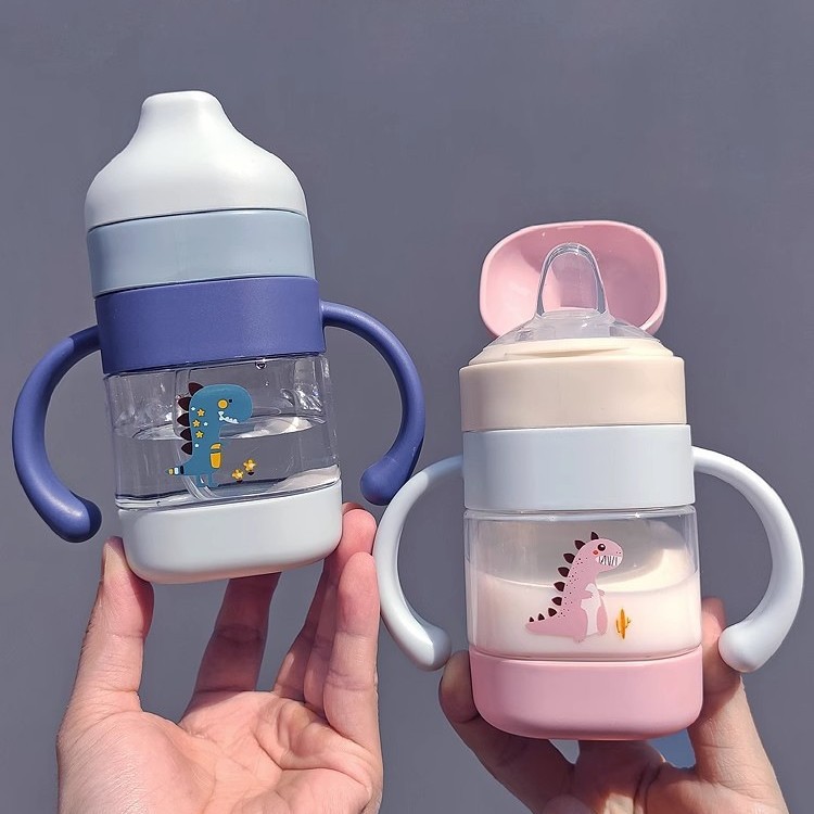 Zhaolong tazas de bebida de aprendizaje tazas de boca de pato 6 meses para evitar asfixia tazas de botellas de paja de plástico HDPC tazas anti-asfixia diseño