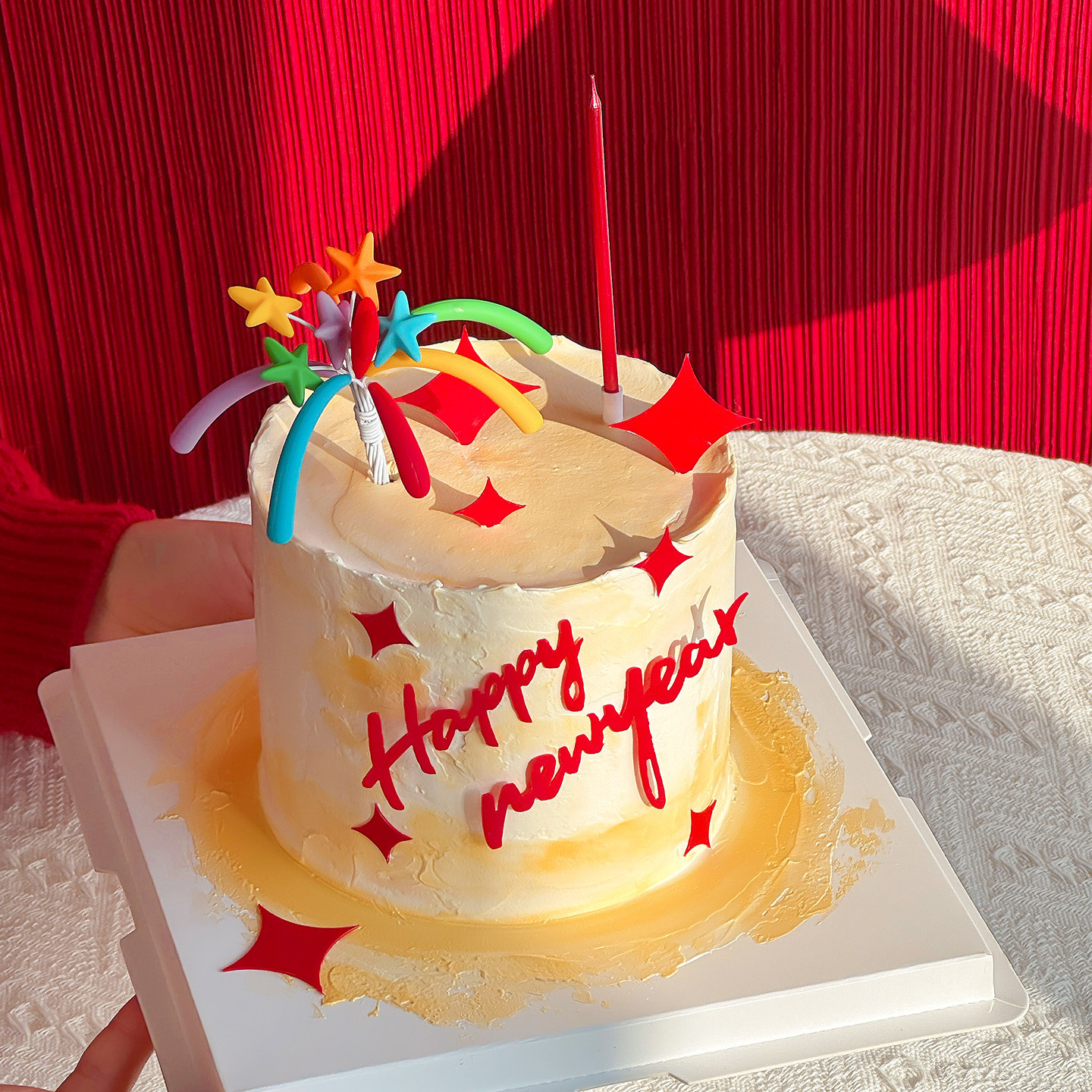 2026 Happy New Year Fireworks Cake Decoration Acrylic Insertion Card…