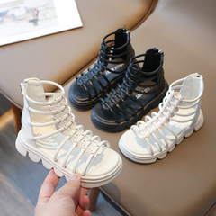 Girls' Summer 2024 New Model Woven Simple Flat Sandals for Baby Girls, Roman Sandals with Soft Soles and Non-Slip Features