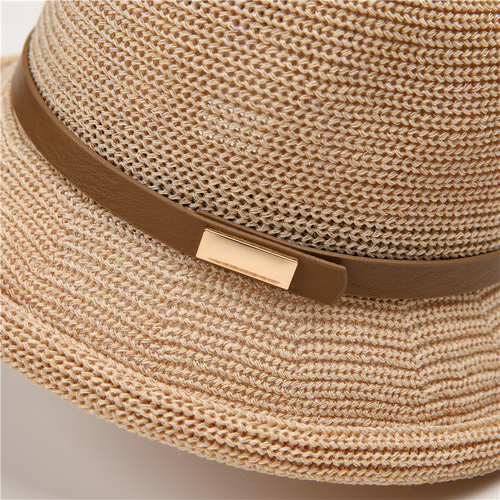 Linen Hat for Women Summer Sun Protection Thin Model Mother Hat Round Top Fisherman Hat Fashion Versatile Sunshade Beach Small Gift Hat