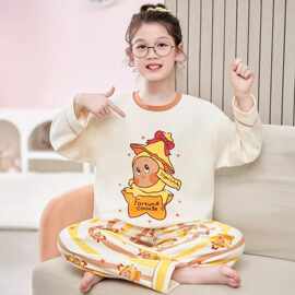 可爱露比卡通儿童睡衣中大童春秋季新款女童长袖家居服套装可外穿