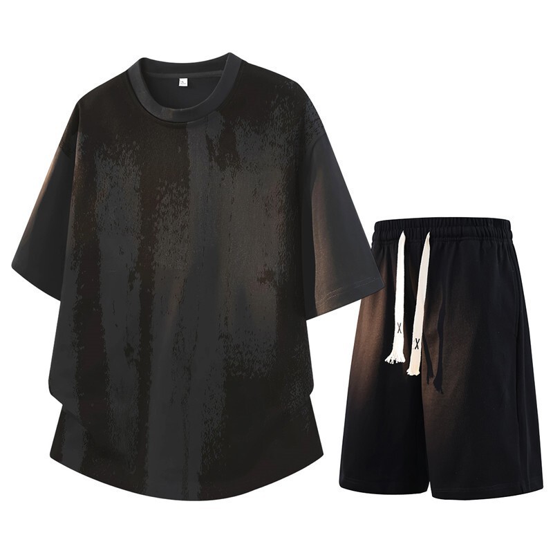 Transfronterizos de verano gradiente conjunto camiseta de manga corta hombre nuevo adolescente cuello redondo impresión de moda blusa image 9