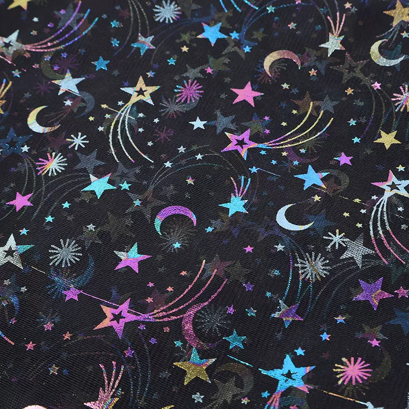 幻彩烫金厂 七彩五角星 镭射网 烫金闪亮网纱 印金网布 烫金网布