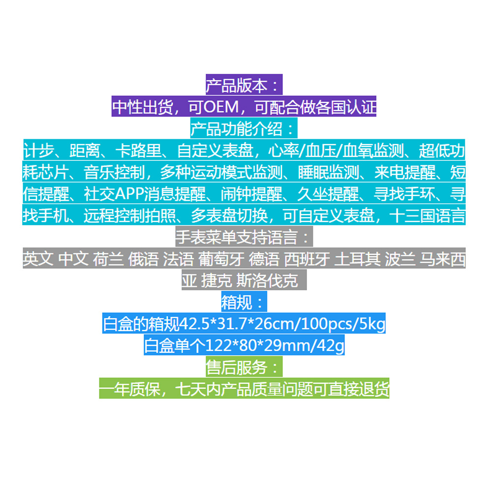 D18 reloj inteligente pantalla redonda paso contando información recordatorio ritmo cardíaco monitoreo del sueño pulsera transfronteriza D18S fábrica en stock