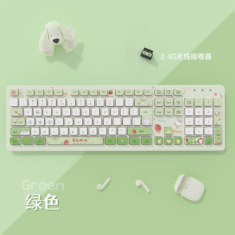 巧克力彩绘创意无线键盘女生高颜值台式电脑办公可爱无线键盘跨境|undefined
