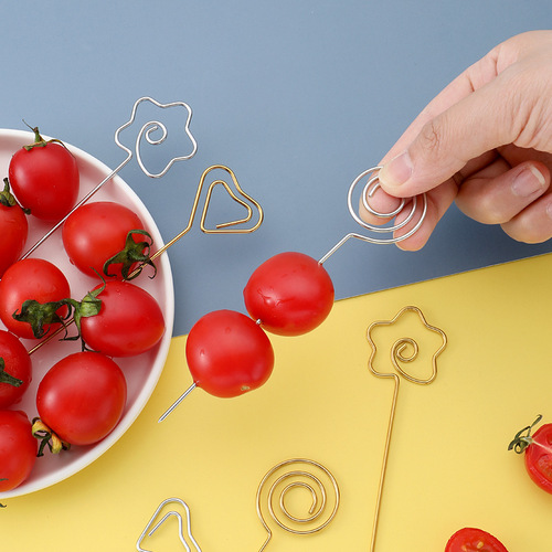 Creative 304 stainless steel fruit pick Japanese cocktail decoration signature holder household simple fruit fork
