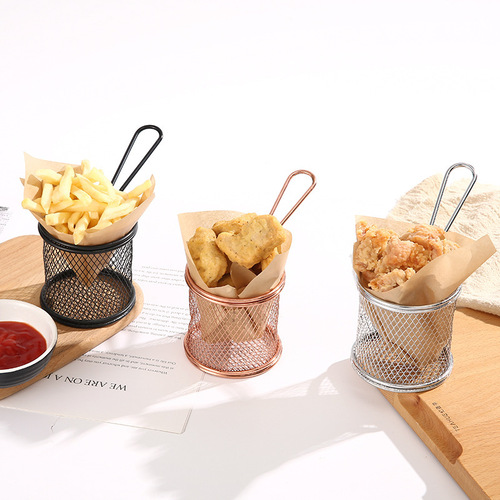 Cross-border cylindrical French fries basket Creative frying basket Mini frying basket American snack food basket Frying basket