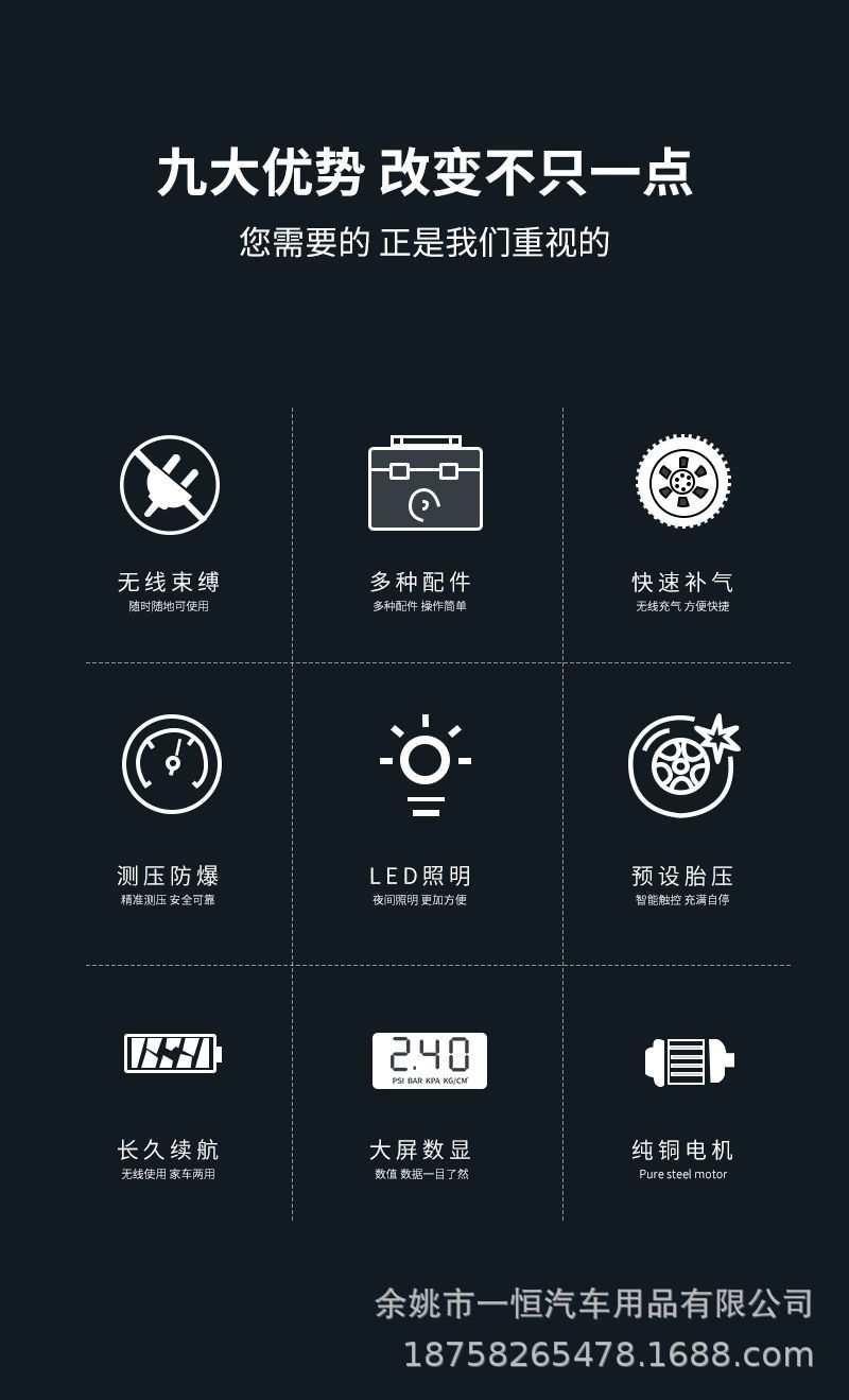 Car Air Pump, Outdoor Portable Car-Mounted Corded Air Pump, Digital Display Tire Pressure, Electric Tire Pump for Passenger Cars
