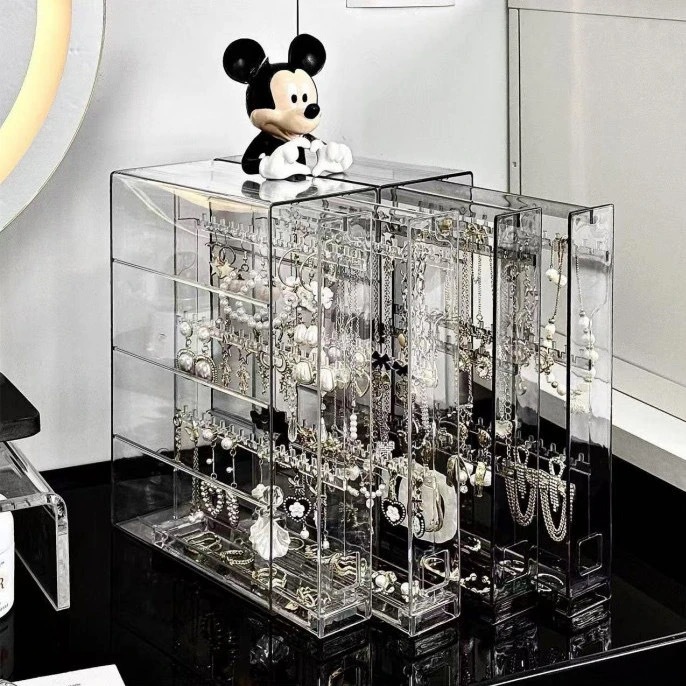 Transparent Jewelry Storage Box Earrings Earrings Necklace Bracelet Display Stand Acrylic Dustproof Anti-oxidation Jewelry Box