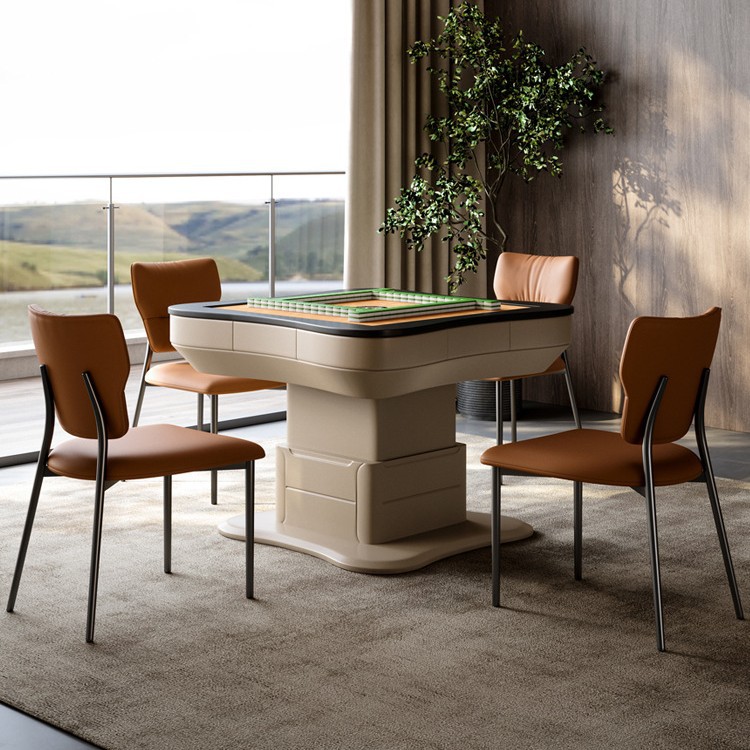 Mesa de mahjong completamente automática, mesa de comedor, placa de roca multifuncional de doble uso, mesa de centro de elevación de lujo ligero italiano, máquina de mahjong, mesa de comedor doméstica