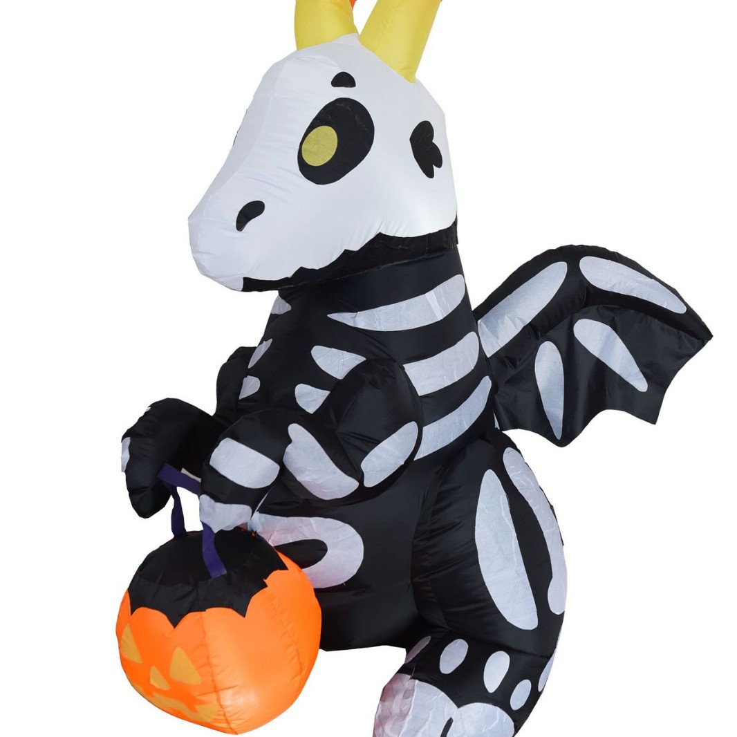 1,5 m alto de Halloween inflable lindo esqueleto dragón calabaza luz inflable modelo Halloween escena decoración con LED