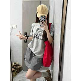 新款少女休闲运动服套装女夏季学生短袖短裙两件套单件上衣有吊牌