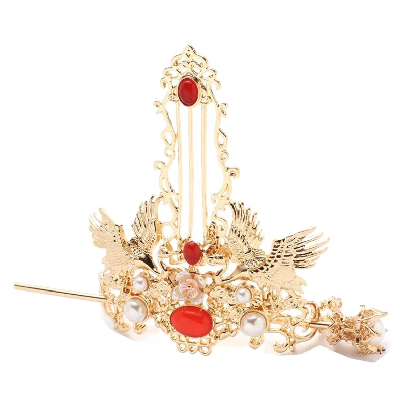 Antique Hair Crown Chinese Clothing Accessories Hairpin Crane Simple Hair Hairpin Ancient Hair Accessories Disc Hair Headwear A Set of Hair Crown