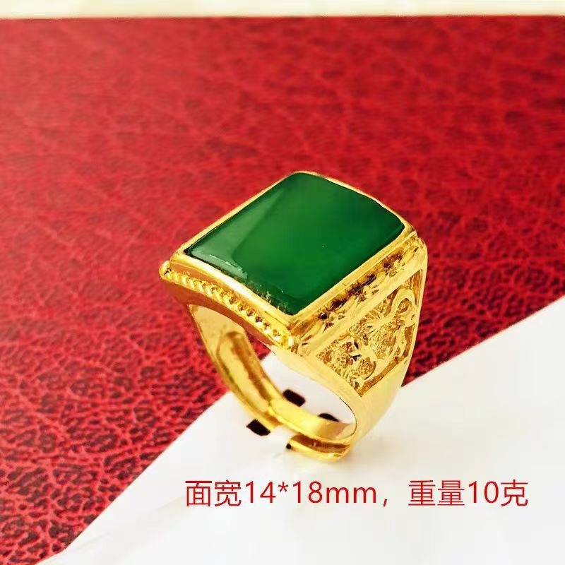 Gold-Plated Large Gold Ring Jewelry Pendant Imitation Fake Large Gold Ring Men's Prop Luxury Gold Ring Open-Ended