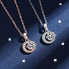 Sterling Silver Necklace Morsang Rose Gold Korean Edition fresh circular Diamond Crescent Sweet clavicle