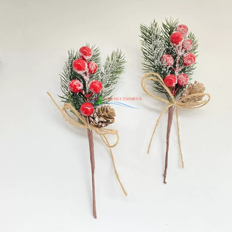 Кросс-бордер Christmas branches декор снег сосновые иголки цветы ветви украшения рождественский день моделируемое растение красный плод биты