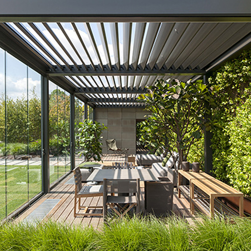 A prueba de lluvia lumbrera Pabellón Ecológico habitación inteligente toldo eléctrico al aire libre selva ocio toldo aleación de aluminio pabellón