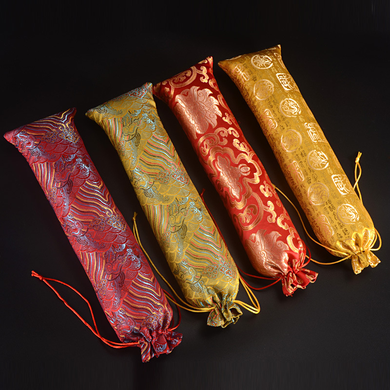 Thickened calligraphy and painting storage bag brocade cloth large tassel brocade bag wedding storage bag wedding book scroll packaging bag scroll bag
