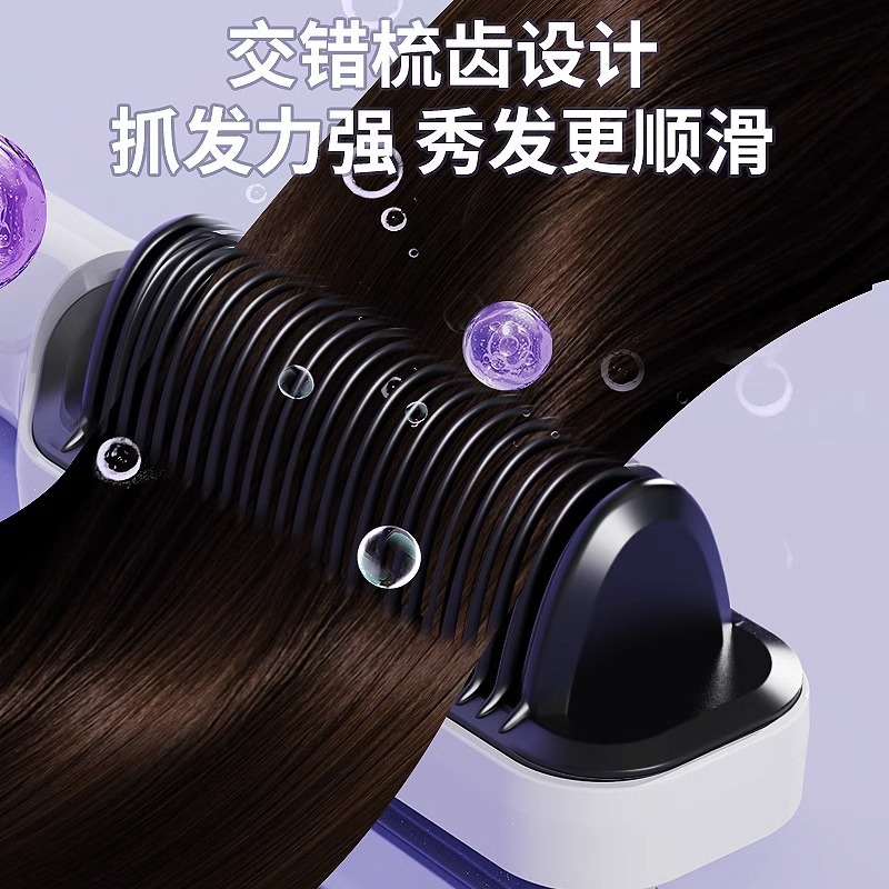 ストレートとカール両用マイナスイオンストレートヘアコーム LCD ディスプレイストレートヘアアイロン家庭用女の子ふわふわヘアアイロン小型|undefined