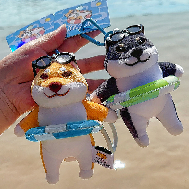 正規認定倉庫 柴犬 夏テーマ 浮き輪 ぬいぐるみ ペンダント おしゃれ 柴犬 バッグ キーホルダー|undefined