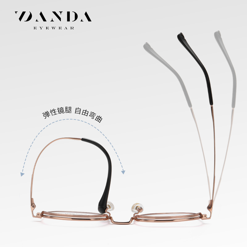 Nuevas gafas de titanio puro arte retro polígono plano espejo ST6225 marco de espejo de marco grande espejo de miopía sin maquillaje femenino