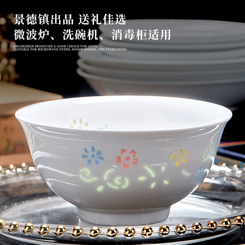 Jingdezhen cubiertos de cerámica, cubiertos de color, platos de sopa caseros, platos de fideos, lujosos