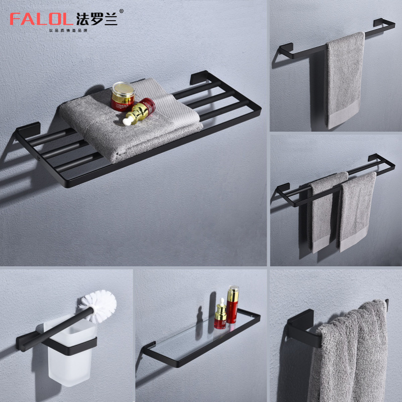 Bathroom Towel Rack 304 Stainless Steel Black Bathroom Towel Rack Bathroom Wall-mounted Non-perforated Towel Storage Rack Bathroom Towel Rack 304 Stainless Steel Black Bathroom Towel Rack Bathroom Wall-mounted Non-perforated Towel Storage Rack