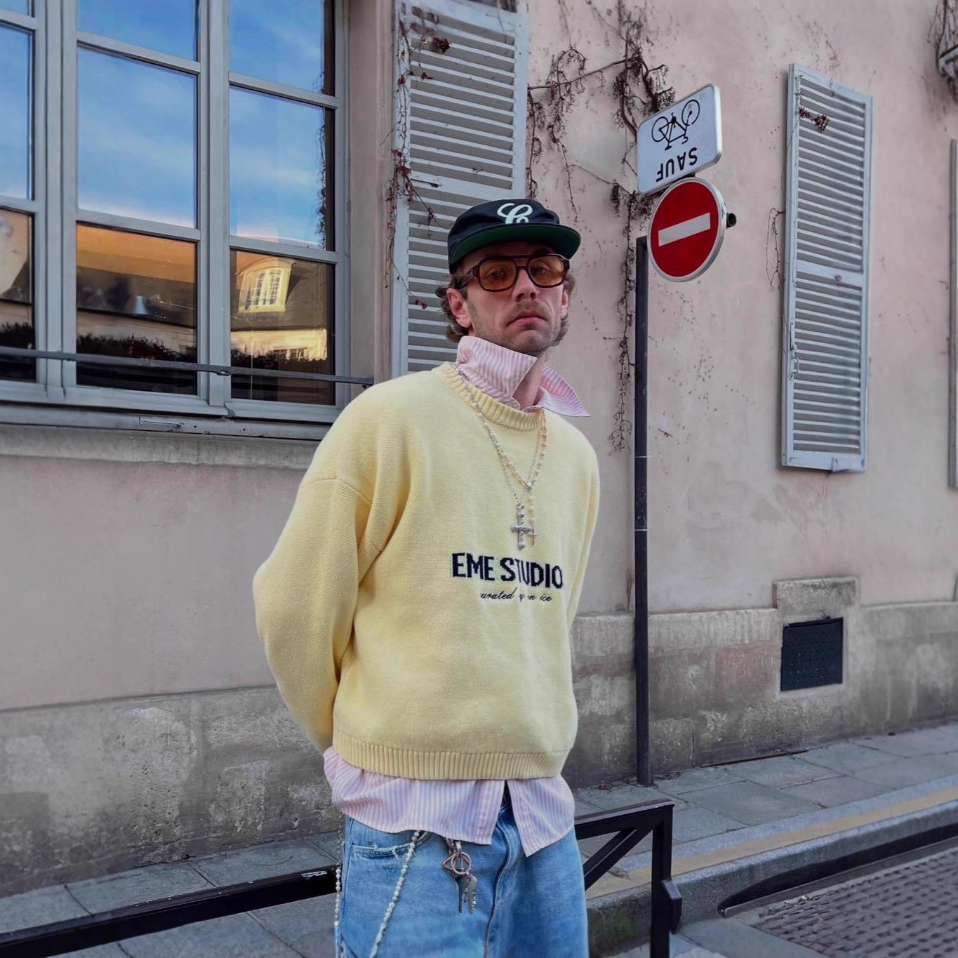 European and American Cross-Border Loose Retro Lazy Style Letter Sweater for Women Autumn and Winter 2025 New Pullover Yellow Knitwear