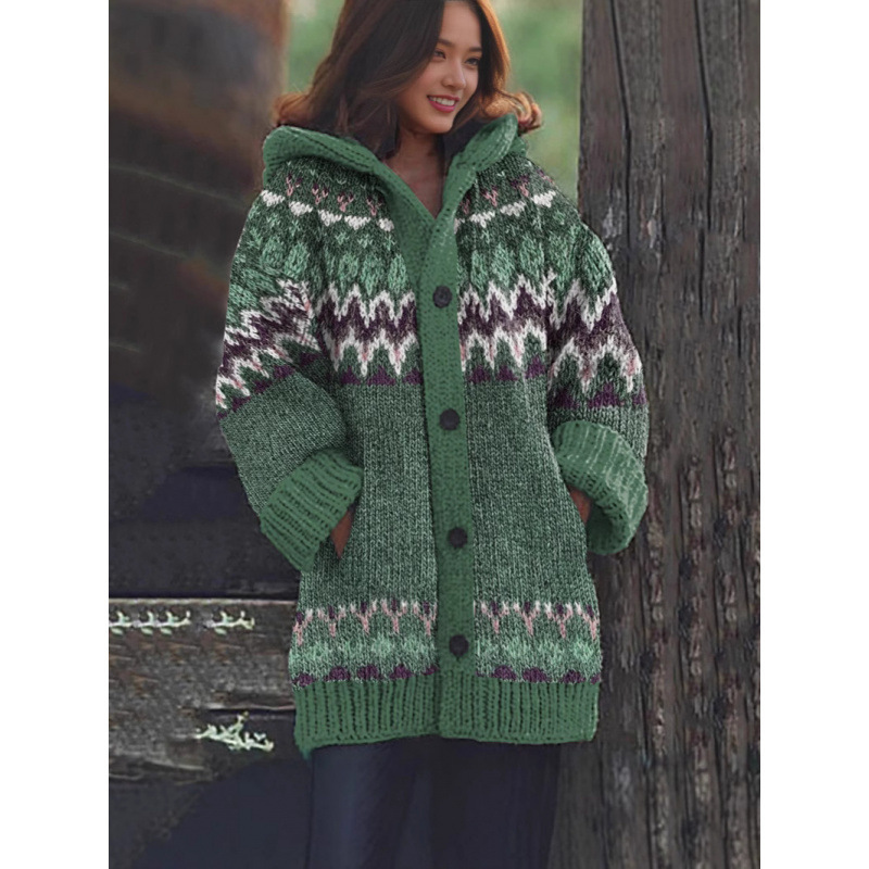 2025 Autumn and Winter New Sweater 3D Printed Jacket Thickened Hooded Cardigan Sweater Casual Fashion Women's Clothing
