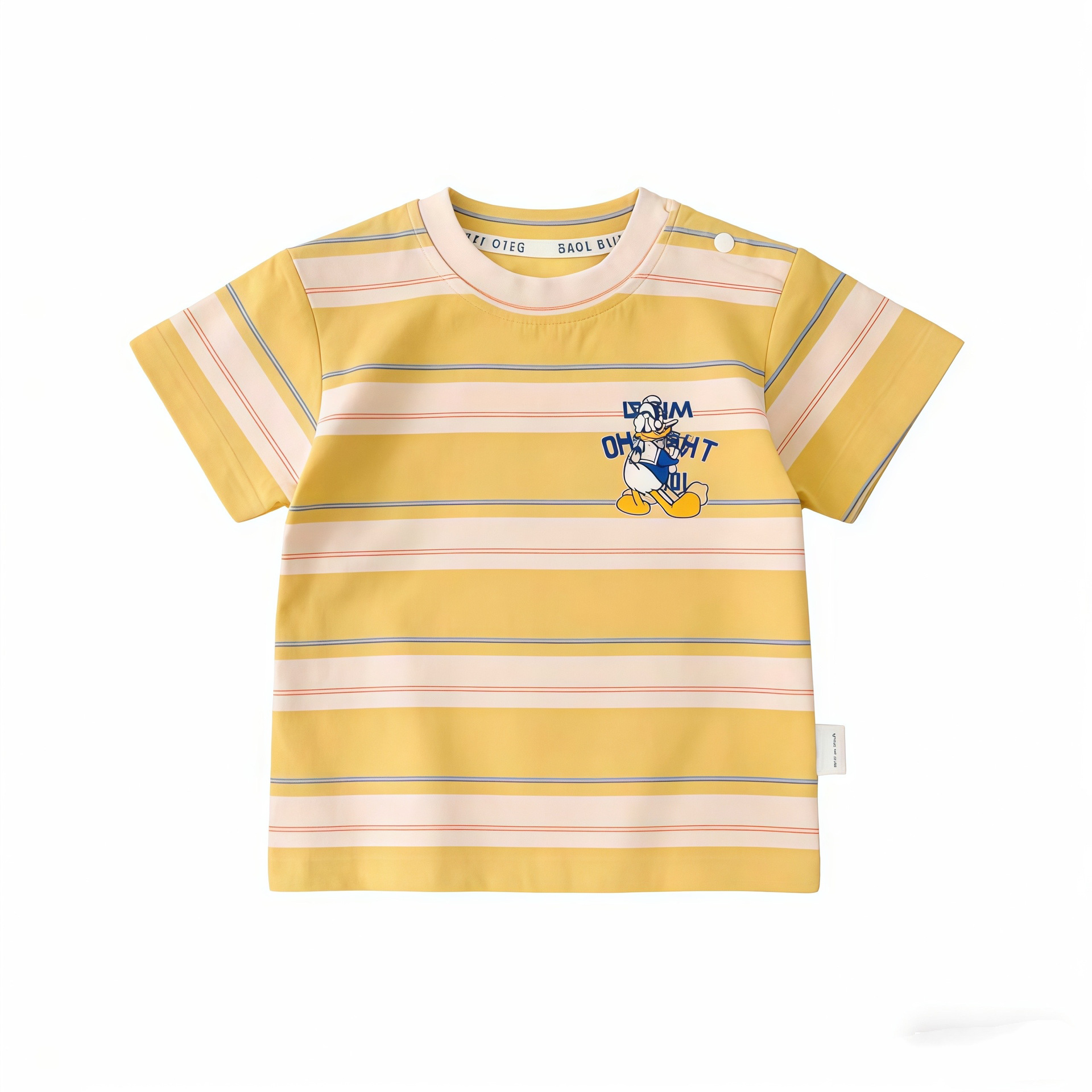 [in Stock] Korean Style Family Matching Outfits 2026 Summer New Striped T-Shirts for a Family of Three Short Sleeve Stylish Donald Duck Design