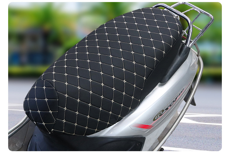 Moshuntong Electric Vehicle Leather Embroidered Composite Sponge Seat Cushion Cover Motorcycle Thickened Warm Sponge Winter Seat Cushion