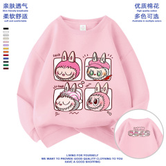 新型男女子供服アニメ布カジュアル丸襟春と秋にはかわいいLabubuゆるいガードルがクールです