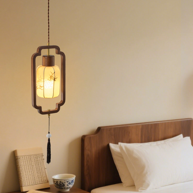 2026 nuevo estilo Song estética candelabro nuevo estilo chino de madera cama principal pequeño candelabro escaleras de estilo medieval lámparas