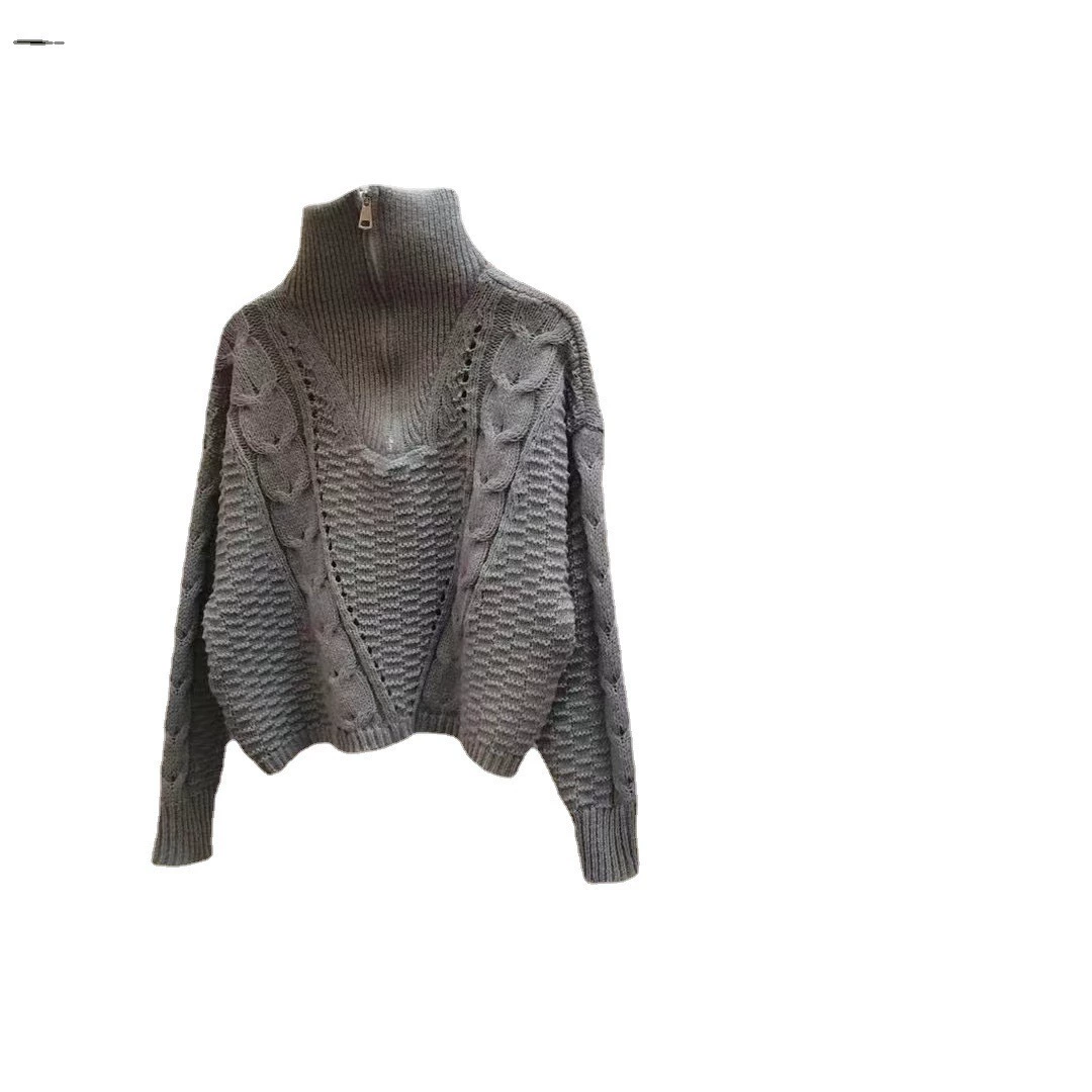 oversize полупальто? Нужно аккуратно: Oversize demi‑season sweater with zipper, Korean style, half‑zip stand collar, one size