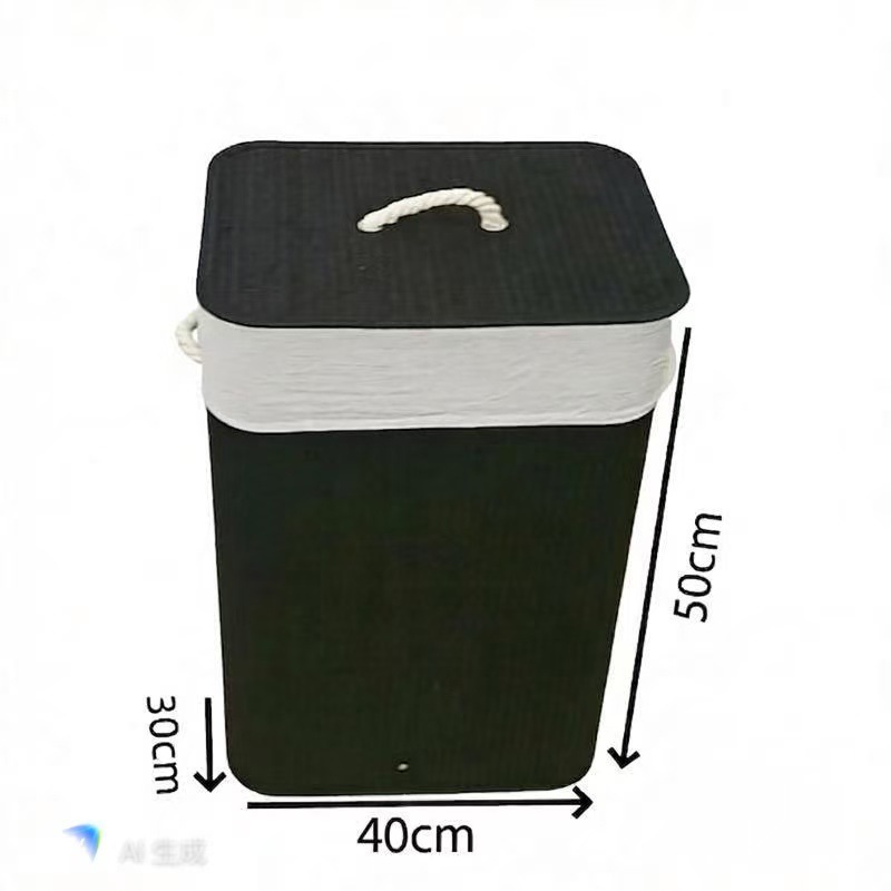 Cesta de ropa sucia transfronteriza con bolsillo interior con cubierta de bambú y madera plegable Cesta de almacenamiento de ropa sucia Cesta de ropa sucia