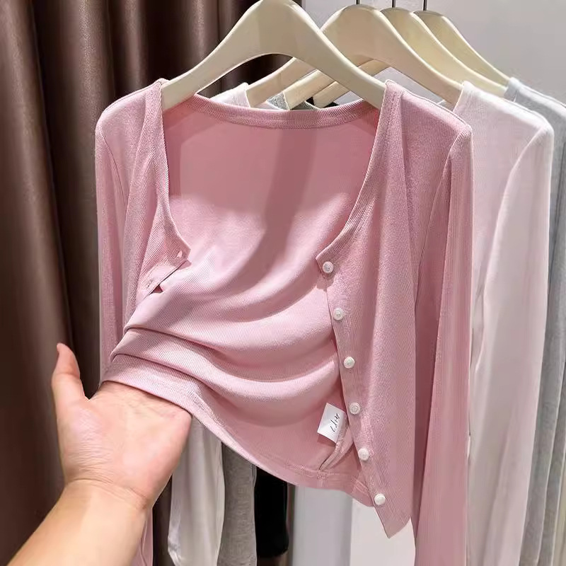 粉色莫代尔防晒开衫女夏外搭吊带裙披肩空调房外披冰丝针织衫外套
