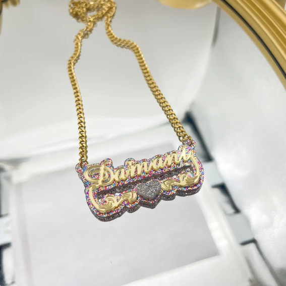 Lina Girl Customized Letter Colorful Acrylic Name Nameplate Necklace, Personalized Necklace_voghion.com