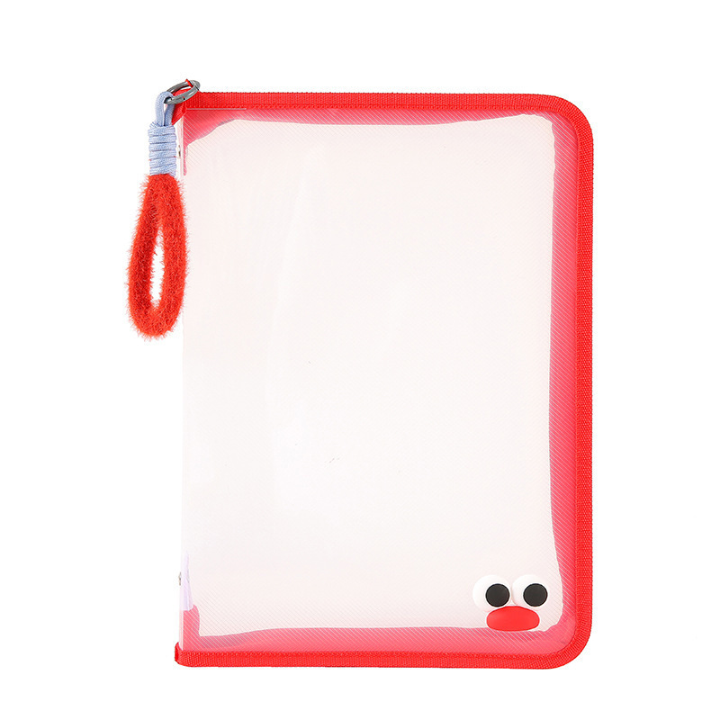 Bolsa de archivo de cremallera transparente personalizada A4 de gran capacidad para estudiantes universitarios libros de texto de papel de prueba de color nueva bolsa portátil